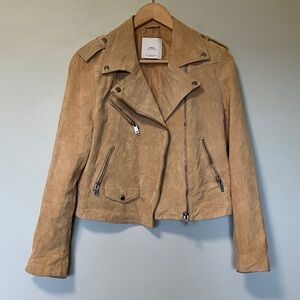 Mango MNG Tan Suede Women's Leather Jacket
